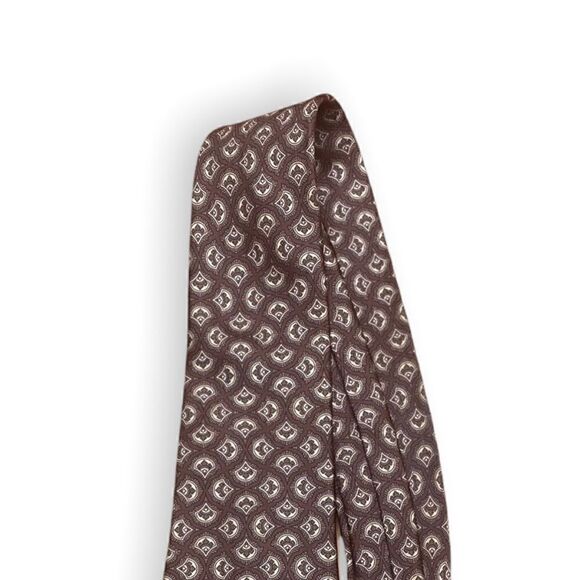 Oscar de la Renta Couture 100% silk tie brown tan pattern - Picture 6 of 8